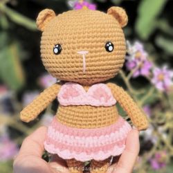 Cute teddy bear girl (amigurumi) - FREE CROCHET PATTERN