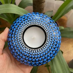 Tea light candle holder handpainted mandala stone