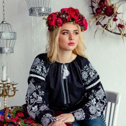Vyshyvanka black blouse with embroidery