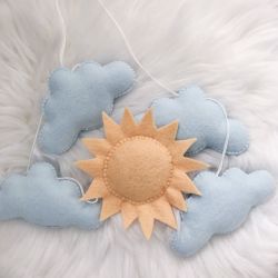 Handmade felt garland with clouds