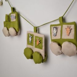 Fabric garland with train for boys