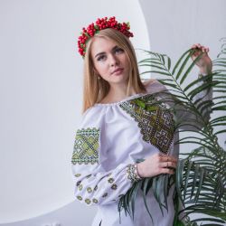 Vyshyvanka blouse with green embroidery