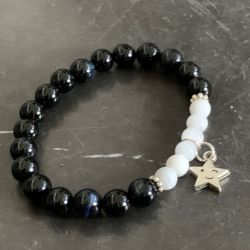 Obsidian and moonstone bracelet