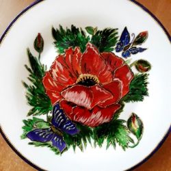 Hand-painted ceramic plate with flowers