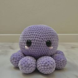 Handmade crocheted purple octopus plushie
