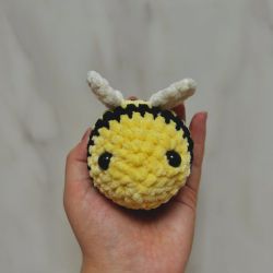 Handmade crocheted black and yellow bee plushie