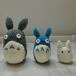 Totoro's family set of 3 handmade crocheted plushies