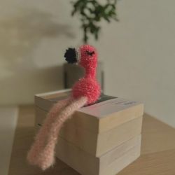 Handmade crocheted pink flammingo plushie/decoration