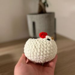 Handmade crocheted plushie white chicken/hen