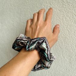 Scrunchies made from mottled fabrics (ties, scarves)